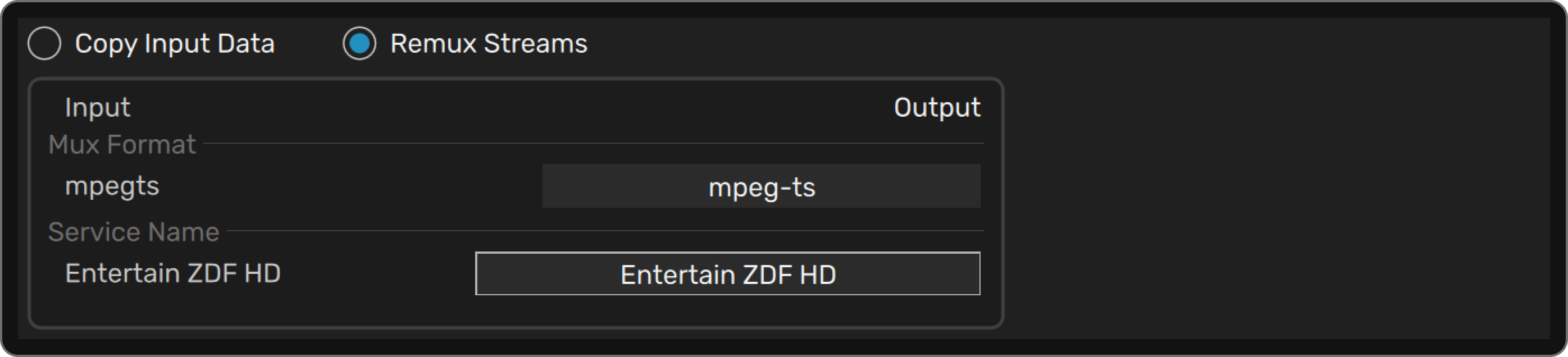 Container/muxing settings